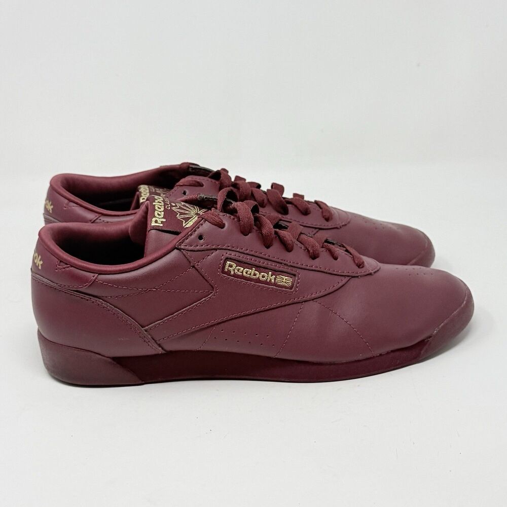 Reebok Classic Princess Shoes Womens 9.5 Burgundy Leather Retro Dance Sneakers